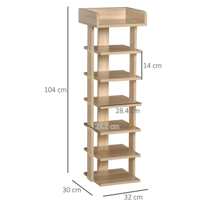 7 Tier Shoe Rack Organiser - Oak - Green4Life