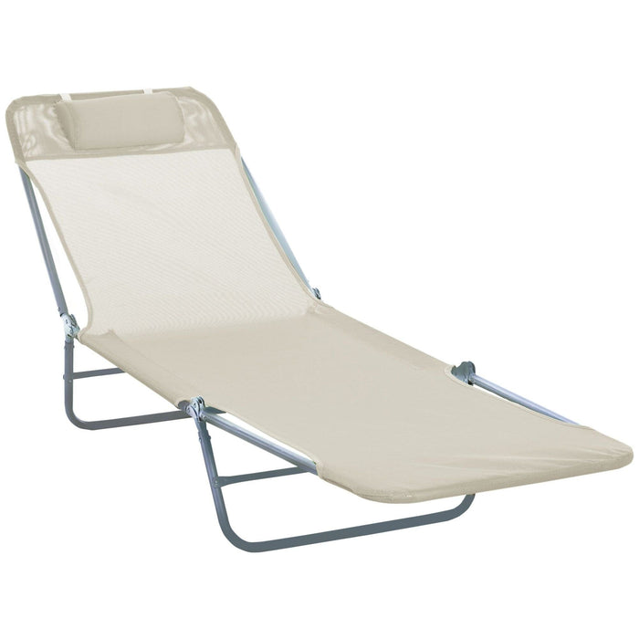 Beige Adjustable Reclining Sun Lounger - Outsunny - Green4Life