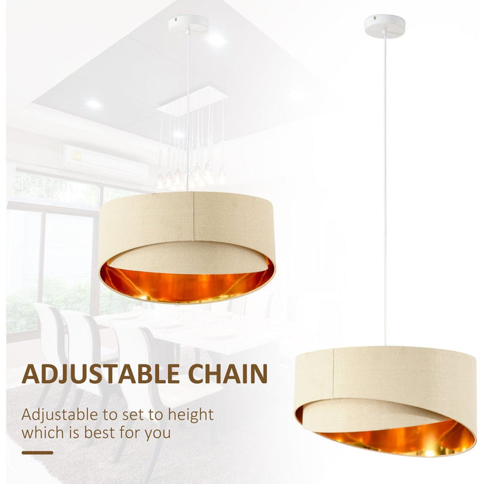 Pendant Light with Adjustable Hanging Chain - Beige & Gold - Green4Life