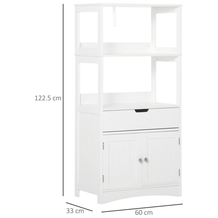 kleankin Bathroom Cabinet with Shelves, Drawer and Doors - White - Green4Life