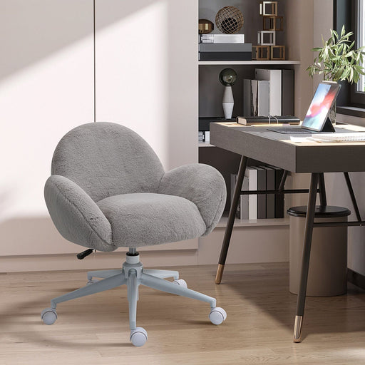 Fluffy Leisure Chair with Armrests for Home Office - Grey - Green4Life