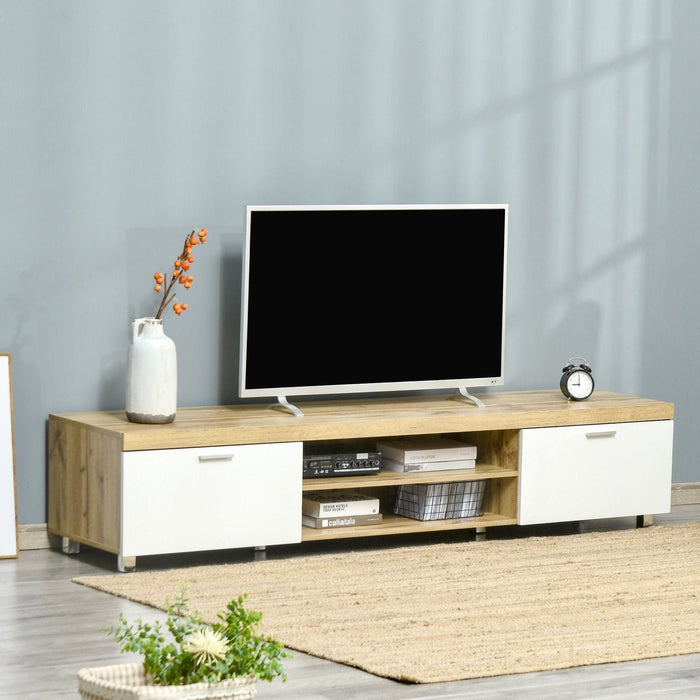 TV Unit Herringbone Pattern with Drawers & Shelves - Oak/White - Green4Life