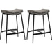 Set of 2 Industrial Style Microfibre Upholstered Barstools with Curved Seat and Steel Frame - Grey - Green4Life