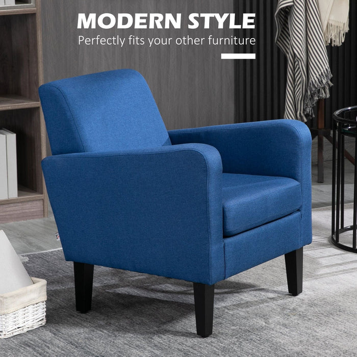 Modern Accent Armchair with Rubber Wood Legs - Blue - Green4Life