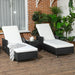 Outsunny 3-Piece Rattan Sun Lounger Set with Adjustable Backrest, Cushions, and Glass Top Table - White/Black - Green4Life