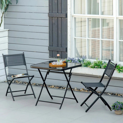 Backyard Bistro Foldables - 3-Piece Black Patio Table and Chairs Set - Outsunny - Green4Life