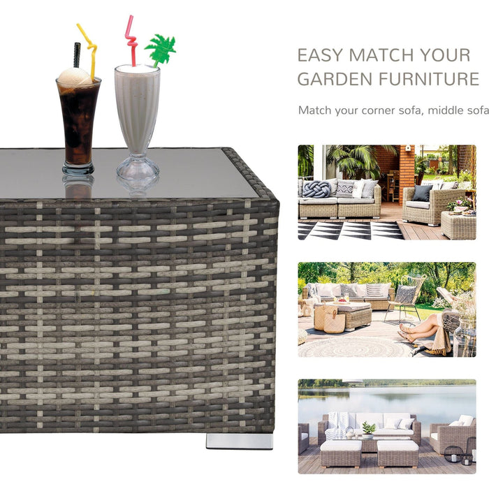 Outsunny Dark Grey Rattan Coffee Table - Green4Life