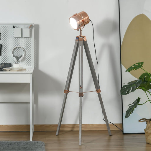 Industrial Style Tripod Floor Lamp - Grey and Rose Gold - Green4Life