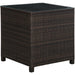 Outsunny Rattan Side Table with Tempered Glass Top - Brown - Green4Life