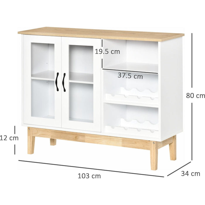 Freestanding Wine Rack Sideboard with Open Compartments & Adjustable Shelves - White - Green4Life