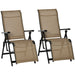 Set of 2 Brown Adjustable Folding and Reclining Lounge Chairs - Outsunny - Green4Life