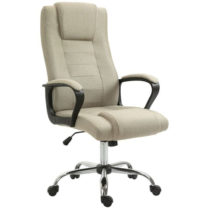 Vinsetto Linen Upholstered Reclining Office Chair - Khaki - Green4Life