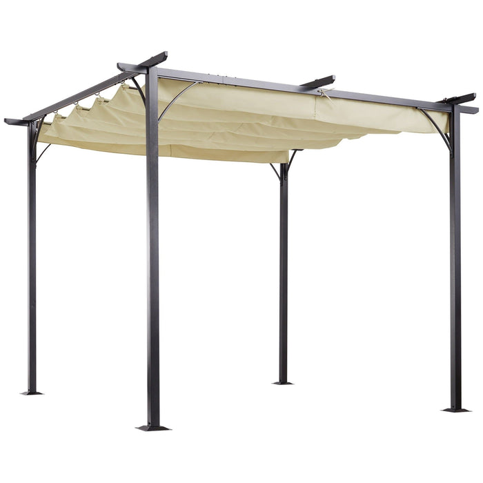 Outsunny 3 X 3(m) Pergola with Retractable Canopy - Beige - Green4Life