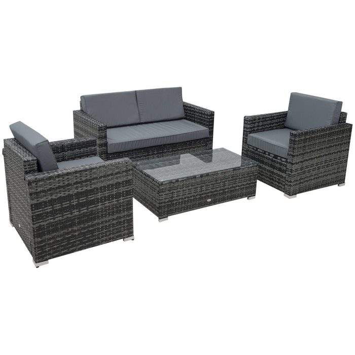 Outsunny 4-Seater Rattan Sofa Set - Grey - Green4Life