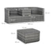 Outsunny3 Piece Outdoor Rattan Convertable Sofa Set - Mixed Grey - Green4Life