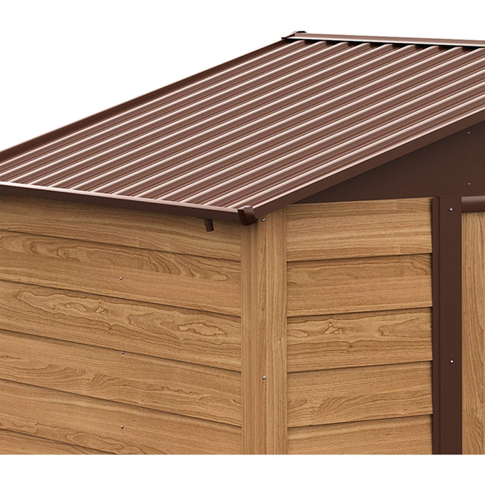 Outsunny 7.7 x 6.4ft Steel Wood Effect Garden Shed with Foundation - Brown - Green4Life