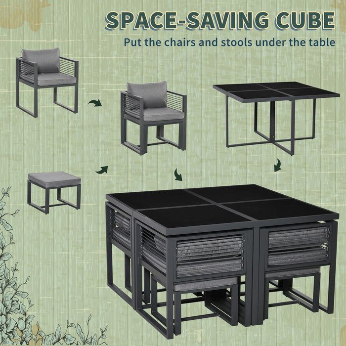 8 Seater Garden Dining Cube Set - Grey - Green4Life