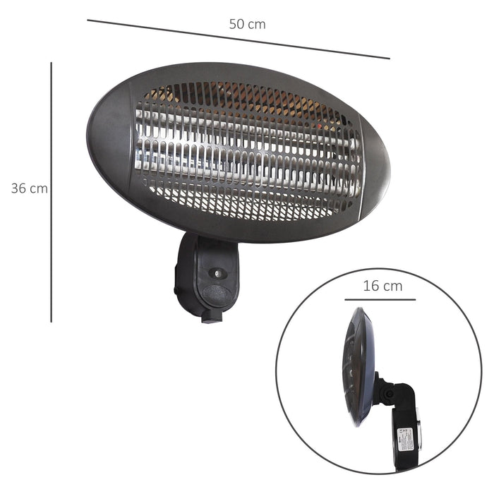 Outsunny Wall Mounted Electric Infrared Patio Heater, 220V-240V - Black - Green4Life