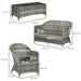 Outsunny 4-Seater PE Rattan Wicker Sofa Set with Coffee Table - Grey - Green4Life