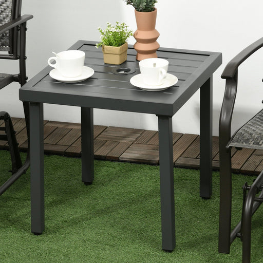 Steel Garden Side Table with Parasol Hole - Grey - Green4Life