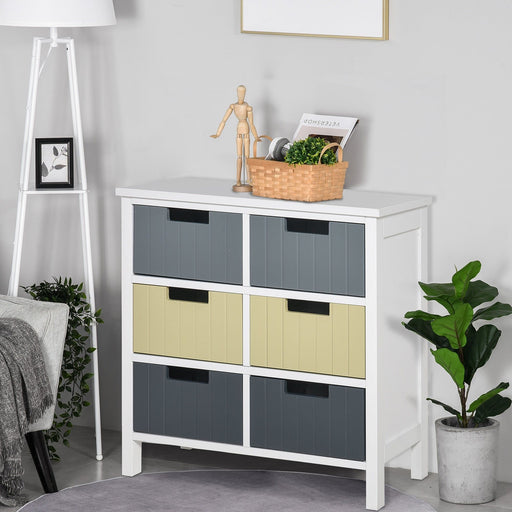 HOMCOM Chest of Drawers Dresser Cabinet with 6 Detachable Drawers - Green4Life