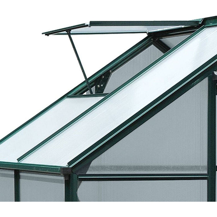 Outsunny Polycarbonate  Walk-In Greenhouse with Aluminium Frame and Slide Door (6ft x 4ft) - Dark Green - Green4Life