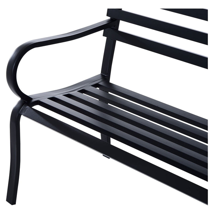 Outsunny 2 Seater Metal Garden Bench - Black - Green4Life