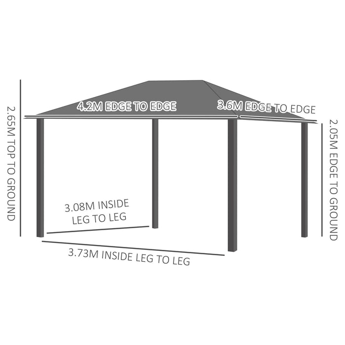 Outsunny 4 x 3.6m Hardtop Gazebo with UV Resistant Polycarbonate Roof - Black - Green4Life