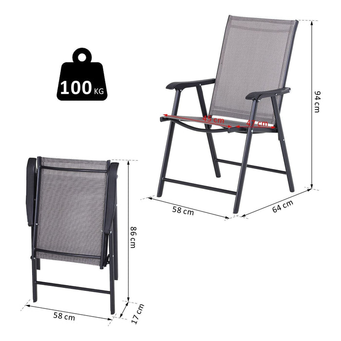 Outsunny Set of 2 Foldable Garden Chairs - Grey - Green4Life