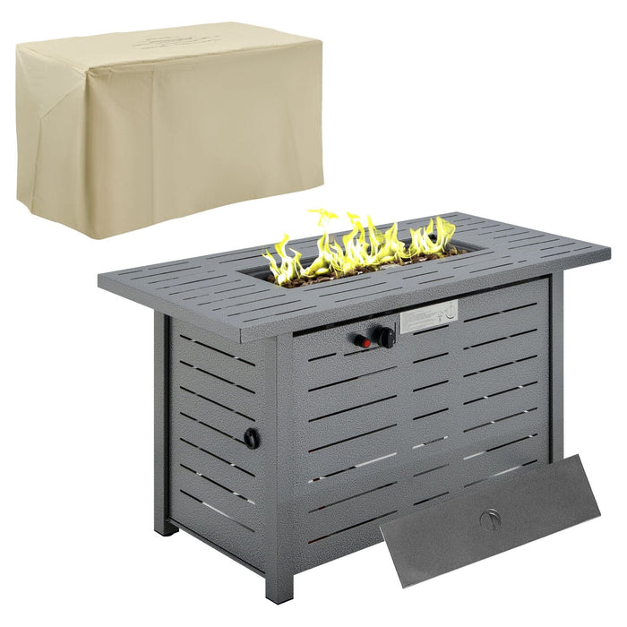 Outsunny Propane Gas Smokeless Fire Pit Table 107 x 51 x 63cm - Silver Grey - Green4Life