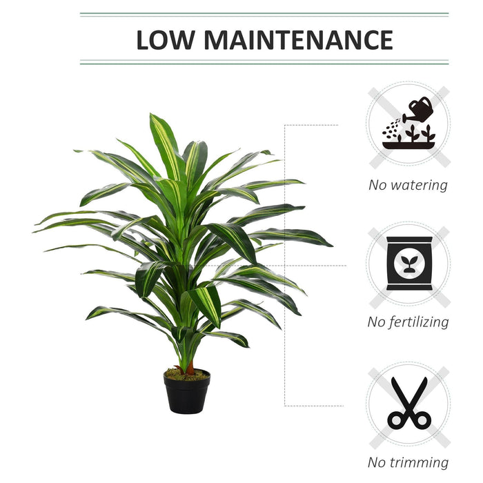 110cm Artificial Dracaena Tree Decorative Plant 40 Leaves with Pot - Green4Life