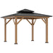 3.4 x 3.4m Gazebo with 2-Tier Galvanised Metal Roof and Solid Wood Frame - Grey - Green4Life