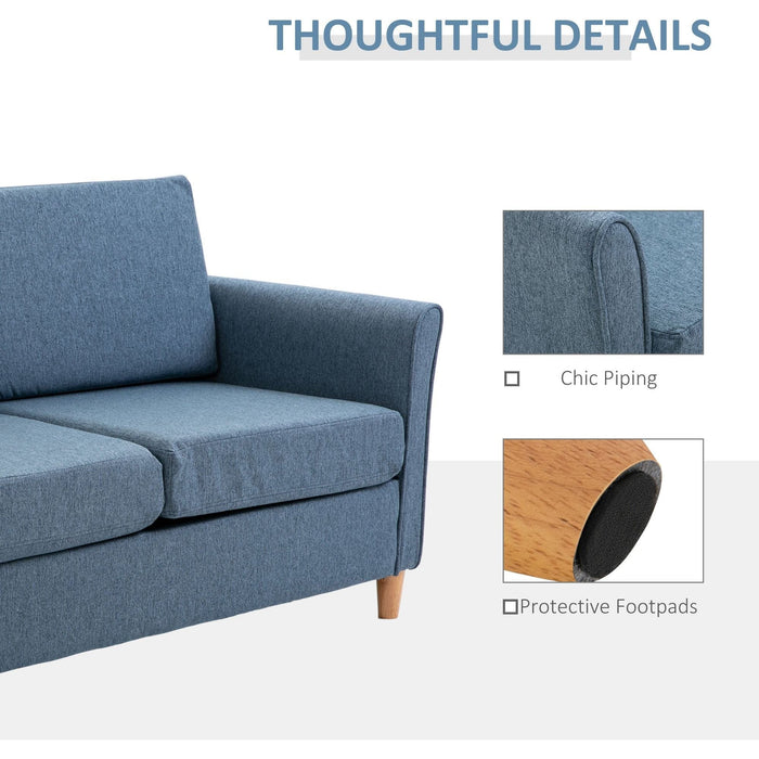 HOMCOM  2-Seater Sofa with Armrests - Blue - Green4Life