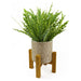 45cm Ceramic Planter With Stand And Artificial Fern Plants - Green4Life