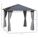 Outsunny 3 x 3(m) Hardtop Gazebo with UV Resistant Polycarbonate Roof, Steel and Aluminium Frame with Curtains - Grey - Green4Life