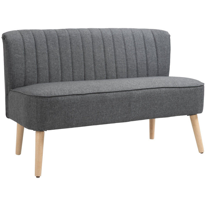 HOMCOM Modern 2 Seater Sofa Sofa with Wooden Legs - Grey - Green4Life