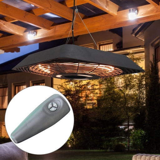 Outsunny 2000W Electric Hanging Patio Heater with Remote Control - Black - Green4Life