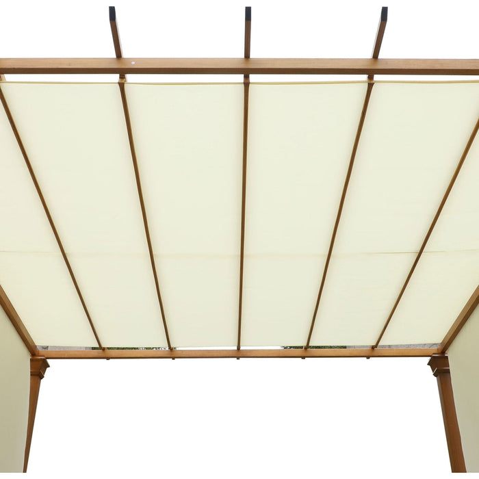Outsunny 3(m) x 3(m) Retractable Pergola with Adjustable Canopy & Steel Frame - Beige - Green4Life
