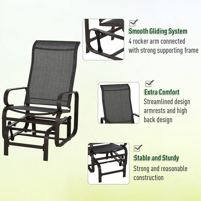 Outsunny 3 Piece Bristro Set with Glider Rocking Chair and Side Table - Brown - Green4Life