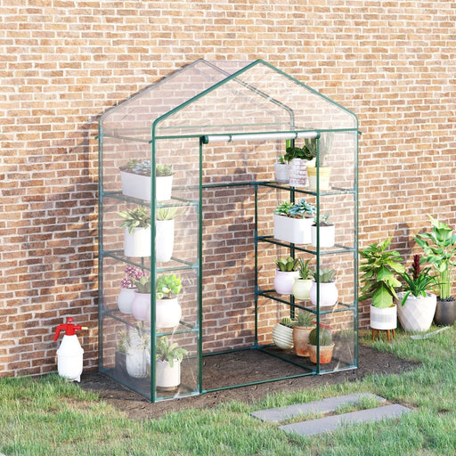 Outsunny 4 Tiers 8 Shelves Transparent Portable Greenhouse 143L x 73W x 195H cm - Green4Life