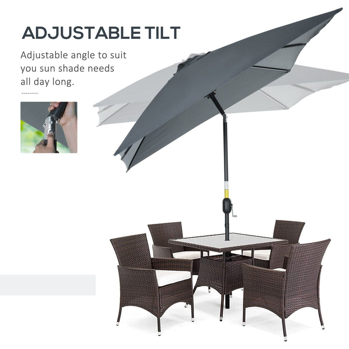 Outsunny 3x2m Rectangular Parasol with Tilt and Crank - Dark Grey - Green4Life