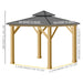3x3(M) Gazebo with Galvanised Steel 2-Tier Roof and Solid Wood Frame - Grey - Green4Life