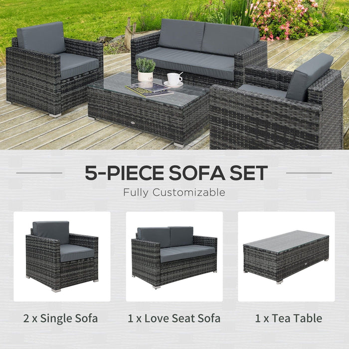 Outsunny 4-Seater Rattan Sofa Set - Grey - Green4Life