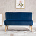 HOMCOM Modern Velvet Double Seat Sofa with Wooden Frame - Blue - Green4Life