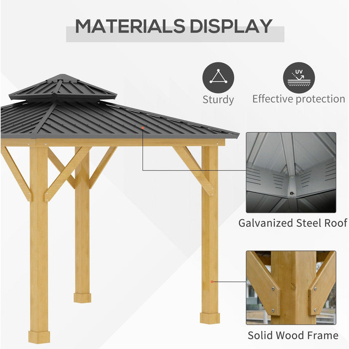 3x3(M) Gazebo with Galvanised Steel 2-Tier Roof and Solid Wood Frame - Grey - Green4Life