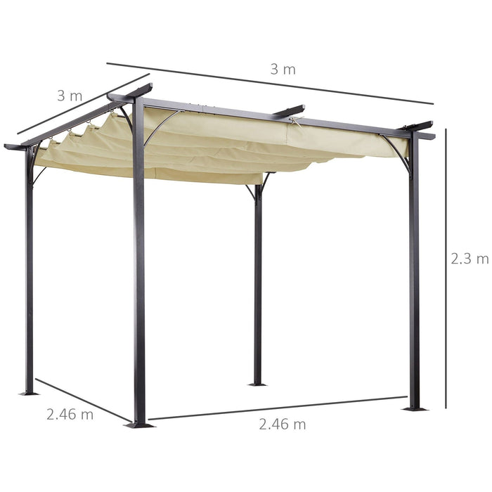 Outsunny 3 X 3(m) Pergola with Retractable Canopy - Beige - Green4Life