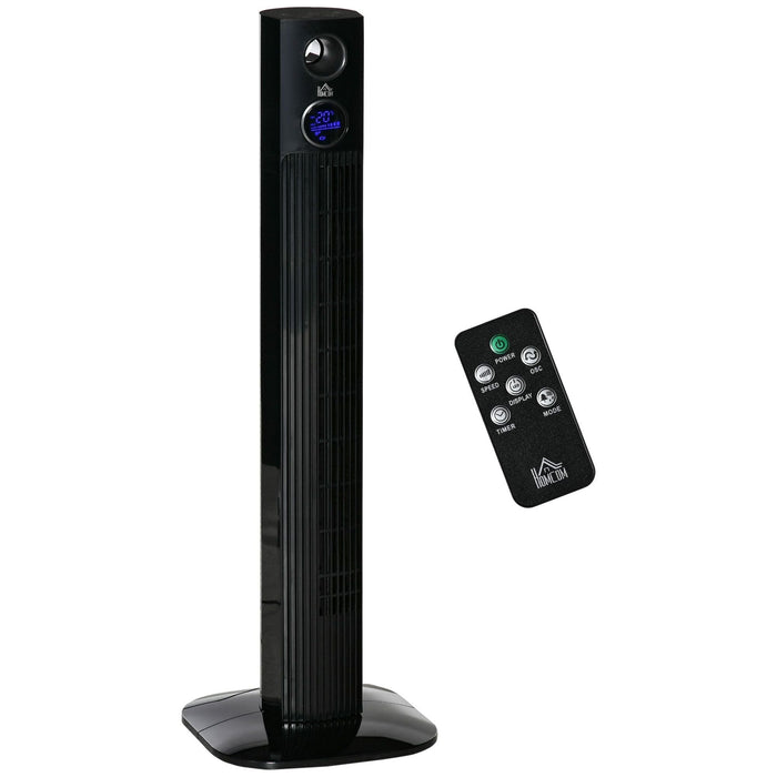 HOMCOM 38" Freestanding Tower Fan Cooling with a Diffuser - Black - Green4Life