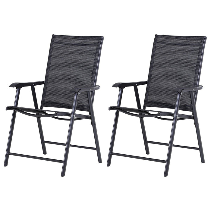 Outsunny Set of 2 Foldable Garden Chairs - Black - Green4Life