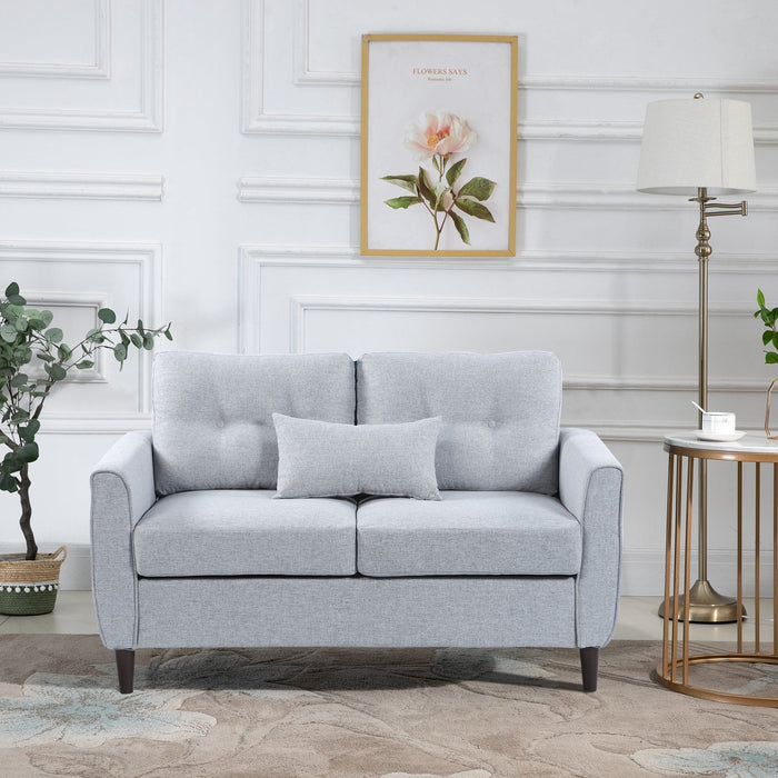 HOMCOM Two-Seater Sofa, with Pillow - Light Grey - Green4Life