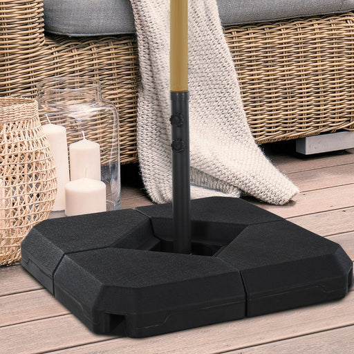 Outsunny Set of 4 Parasol Base Weights, Sand or Water Fillable, Up to 72kg - Black - Green4Life